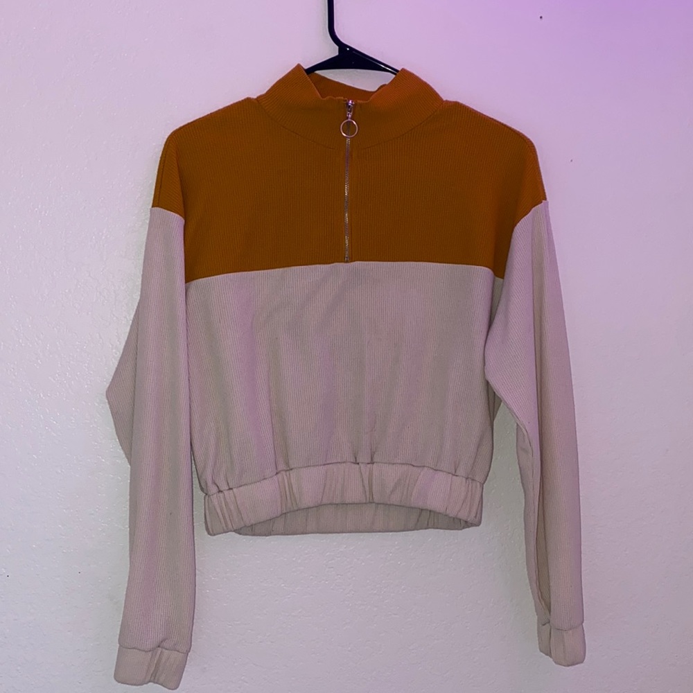 cropped forever 21 quarter zip